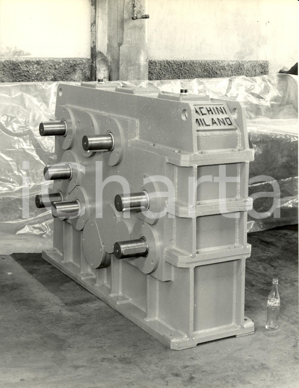 Fotografia d epoca originale 1971 RHO  MILANO Ditta Ing. V. FACHINI Riduttore avvolgitori lamiere FIAT FOTO 1