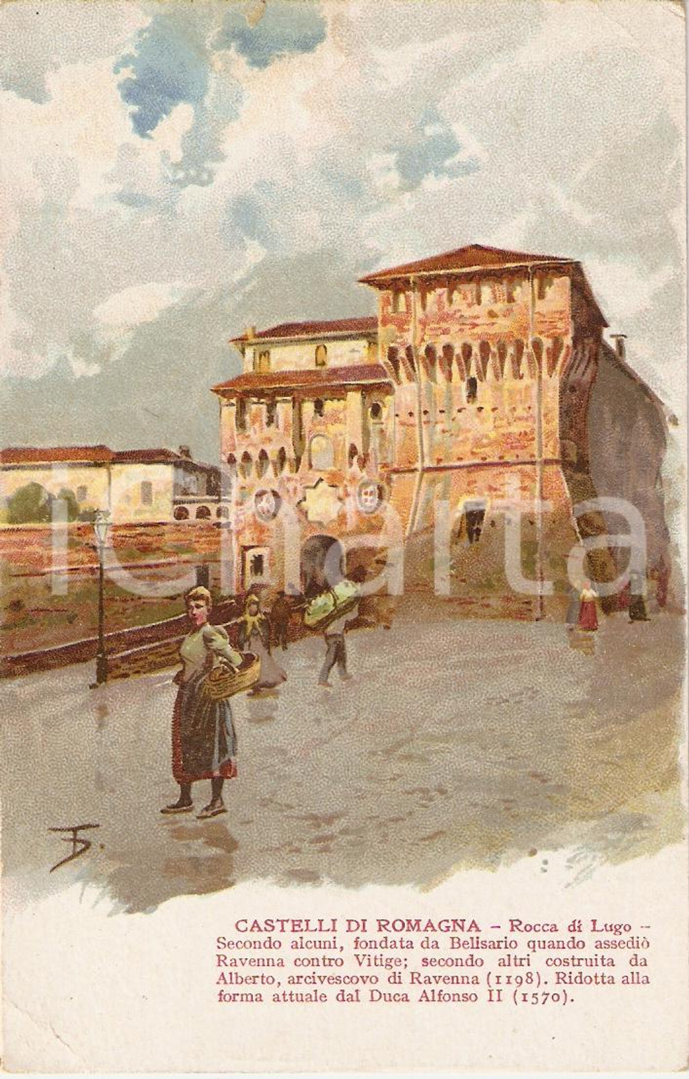 Cartolina originale da collezione 1930 ca LUGO RA Rocca estense Castelli di ROMAGNA Cartolina ILLUSTRATA 1