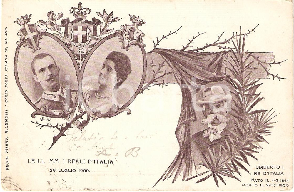 Cartolina originale da collezione 1900 ca RITRATTI SAVOIA Umberto I Vittorio Emanuele III Elena di MONTEGRO FP VG 1