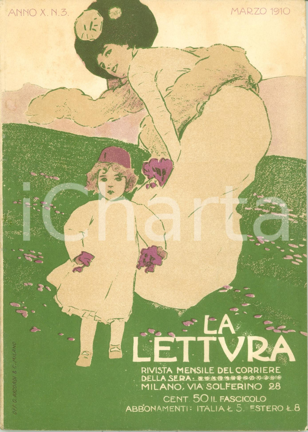 Giornale, rivista storica 1910 LA LETTURA Augusto BIAGI Fabbrica MARTINI & ROSSI vermouth ILLUSTRATA 1