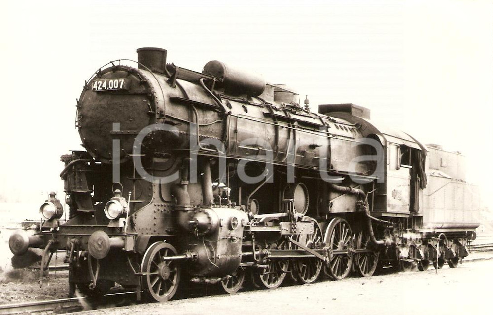 Cartolina originale da collezione 1970 ca UNGHERIA ? Locomotiva a vapore 424.007 Sammlung GRIEBL Cartolina FP 1