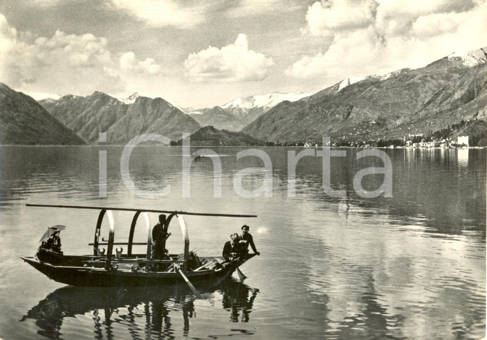Cartolina originale da collezione 1952 OLGINATE LC Panorama dal lago con barca Cartolina animata FG VG 1