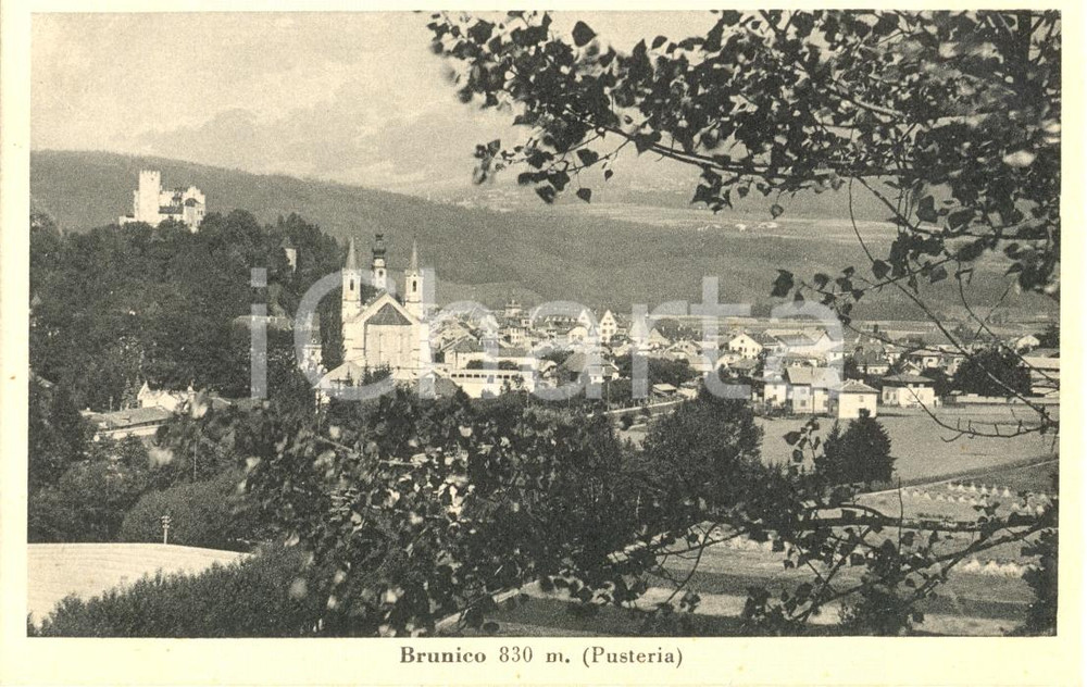 Cartolina originale da collezione 1930 ca BRUNICO BZ Panorama val Pusteria  Chiesa Santa Maria Cartolina FP NV 1