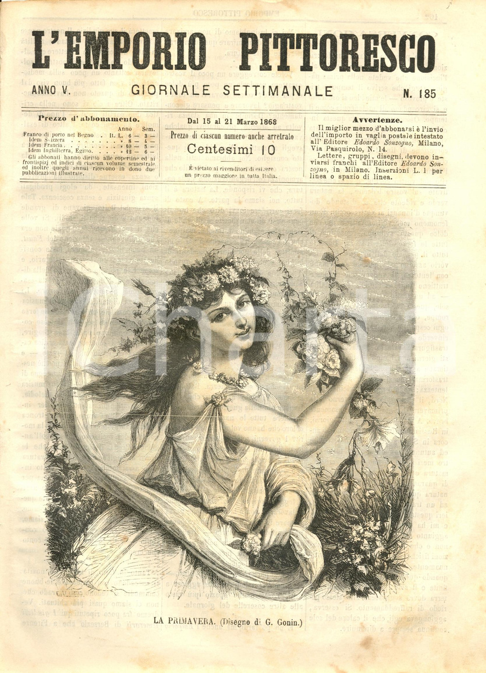 Giornale, rivista storica 1868 L EMPORIO PITTORESCO I castelli di BADENBADEN  Foggie giapponesi Rivista 1