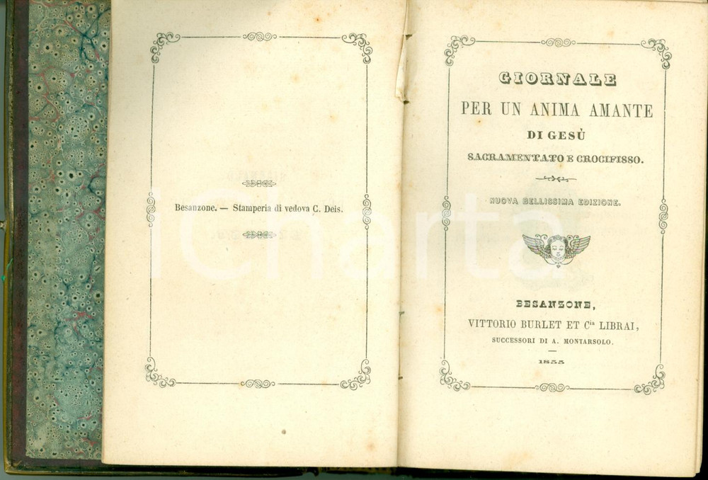 Libro, pubblicazione d epoca 1853 BESANZONE Giornale per un anima amante di GESU  Nuova edizione devozione 1