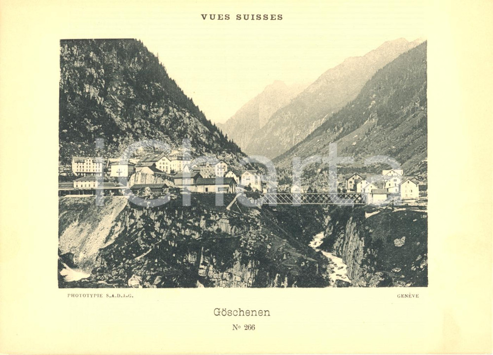 Cartolina originale da collezione 1940 ca GOSCHENEN CH Vues suisse  Panorama generale Cartoncino ILLUSTRATO 1