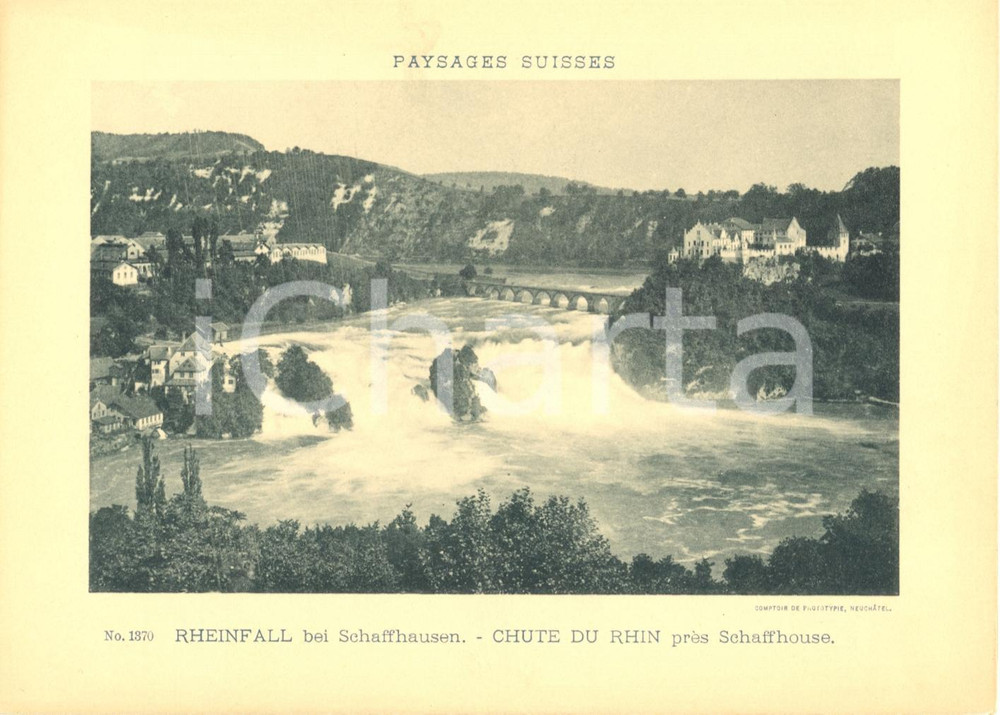 Cartolina originale da collezione 1940 ca RHEINFALL CH Paysage  bei Schaffhausen  Chute du Rhin Cartoncino 1