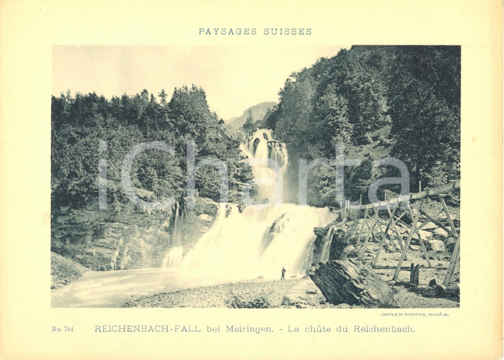 Cartolina originale da collezione 1940 ca REICHENBACH  FALL CH Bei Meiringen  La chute Cartoncino ANIMATO 1