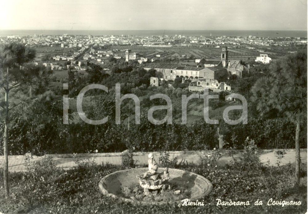 Cartolina originale da collezione 1955 RIMINI Panorama da COVIGNANO  Santuario DELLE GRAZIE Cartolina postale FG 1