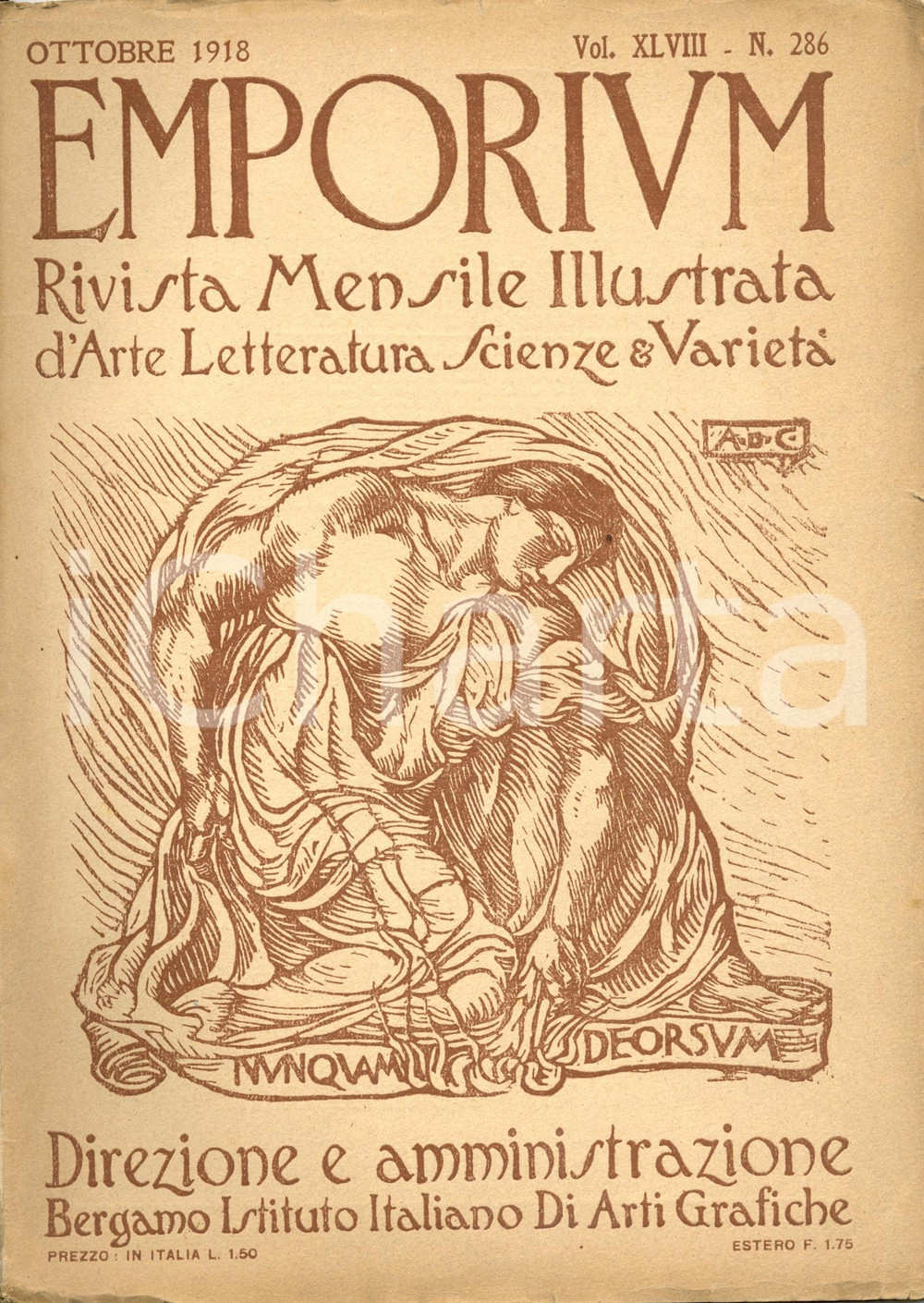 Giornale, rivista storica 1918 EMPORIUM Raffaele CALZINI Premiazioni all ESPOSIZIONE NAZIONALE DI BRERA 1