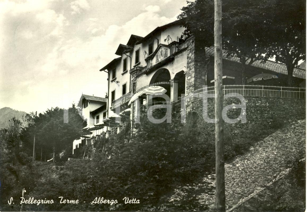 Cartolina originale da collezione 1957 SAN PELLEGRINO TERME BG Veduta dell ALBERGO VETTA Cartolina postale FG VG 1