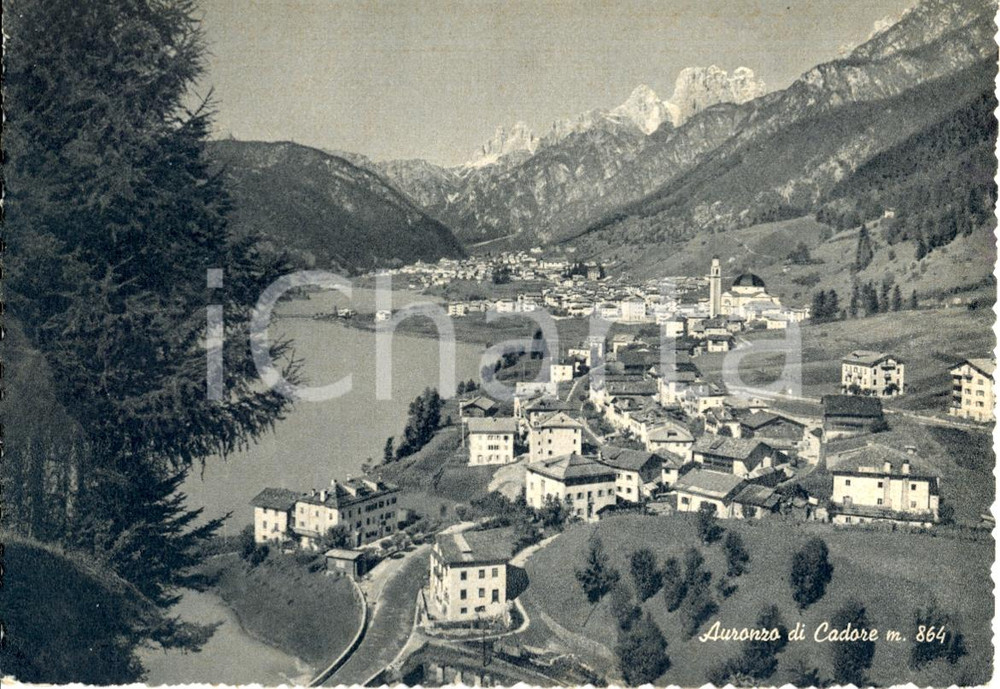Cartolina originale da collezione 1957 AURONZO DI CADORE BL Veduta panoramica  LAGO SANTA CATERINA Cartolina FG 1