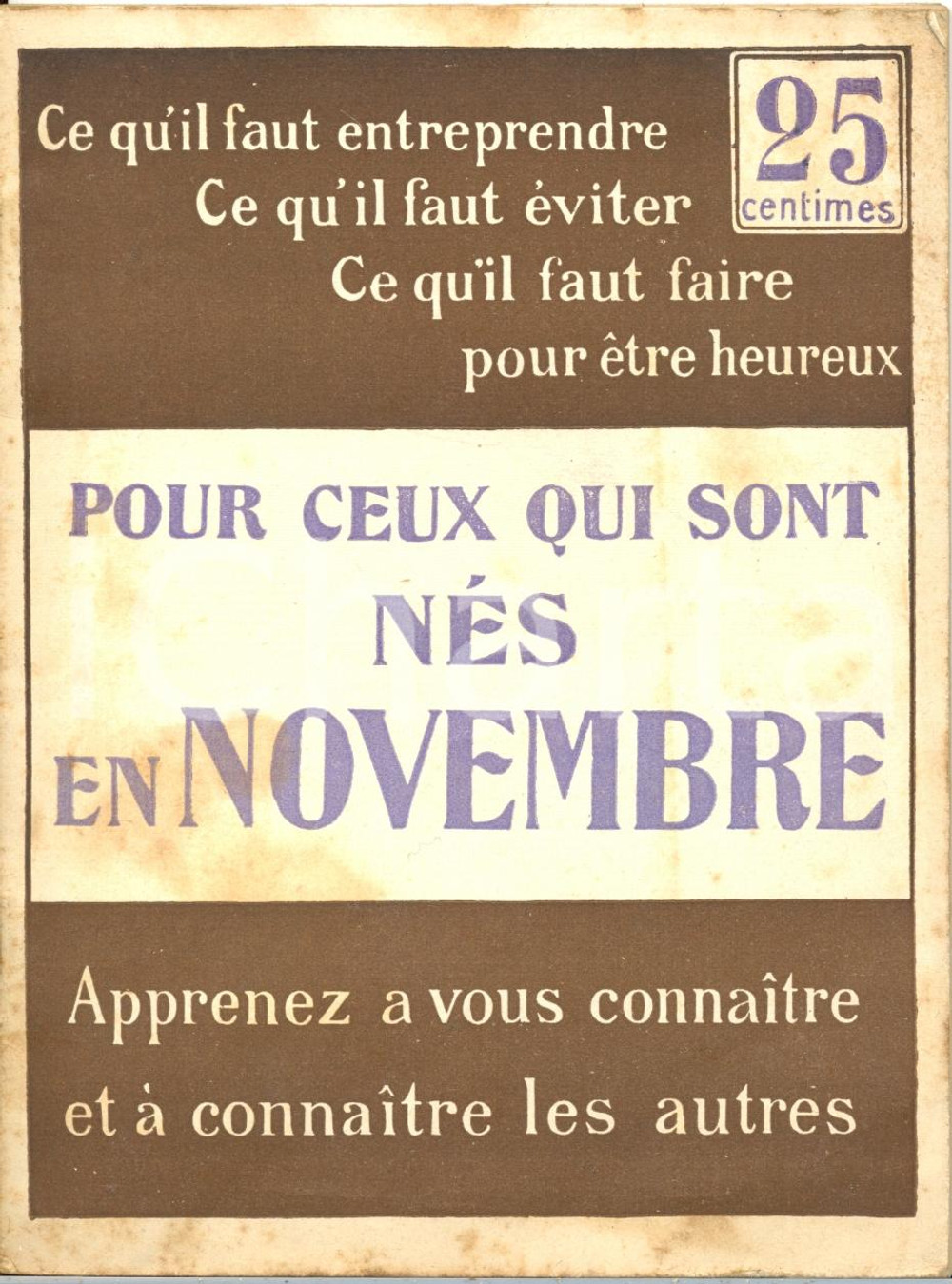 Libro, pubblicazione d epoca 1950 ca PARIS Pour ceux qui sont nÃ©s en novembre HOROSCOPE Edizione ARRAULT 1