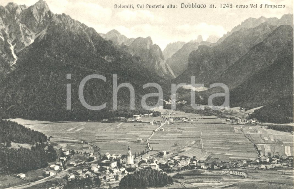 Cartolina originale da collezione 1925 ca DOBBIACO BZ Panorama VAL PUSTERIA ALTA Cartolina postale FP NV 1