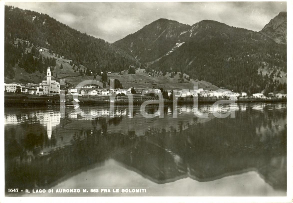 Cartolina originale da collezione 1937 ca AURONZO BL Il lago di Auronzo fra le DOLOMITI Cartolina postale FG VG 1
