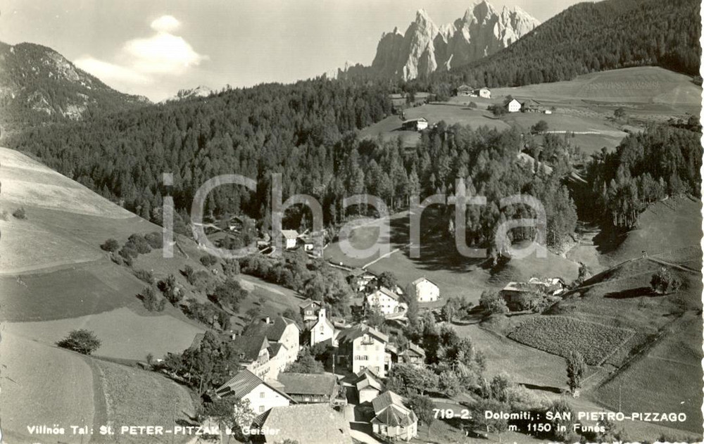 Cartolina originale da collezione 1943 FUNES BZ Panorama di SAN PIETRO  PIZZAGO Cartolina postale FP VG 1