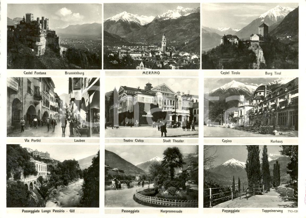 Cartolina originale da collezione 1947 MERANO BZ Vedutine  CASTEL TIROLO  TETRO Cartolina animata FG VG 1
