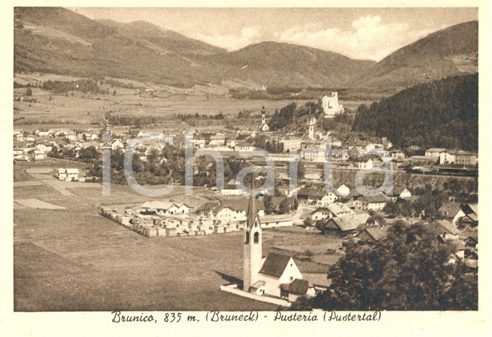 Cartolina originale da collezione 1935 ca BRUNICO BZ Veduta panoramica  CASTELLO Cartolina postale FG NV 1