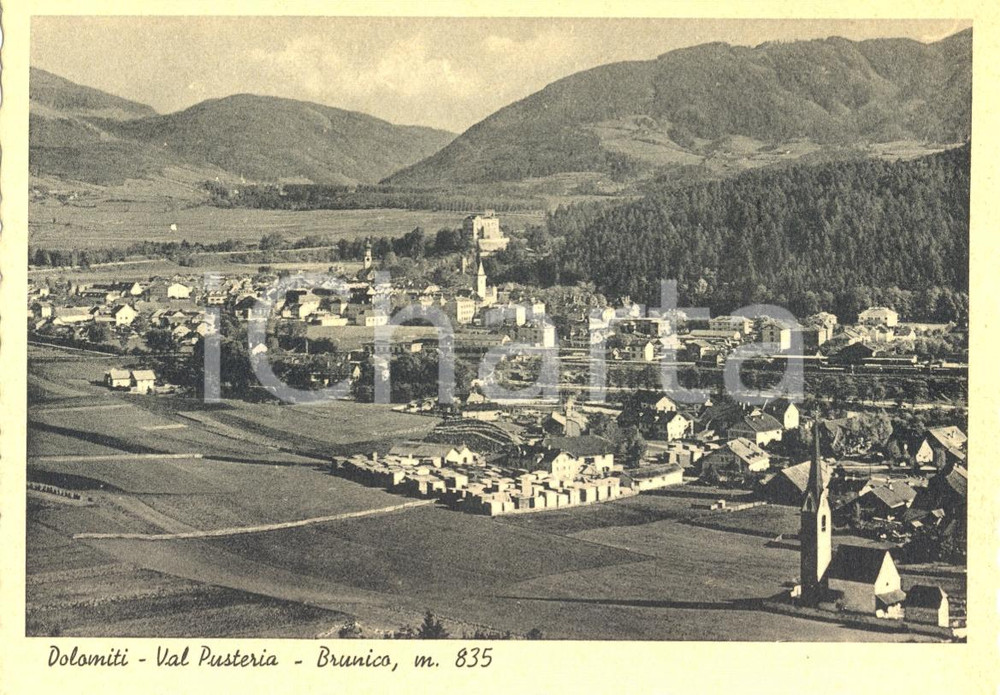 Cartolina originale da collezione 1935 ca BRUNICO BZ Panorama generale VAL PUSTERIA Cartolina postale FG NV 1