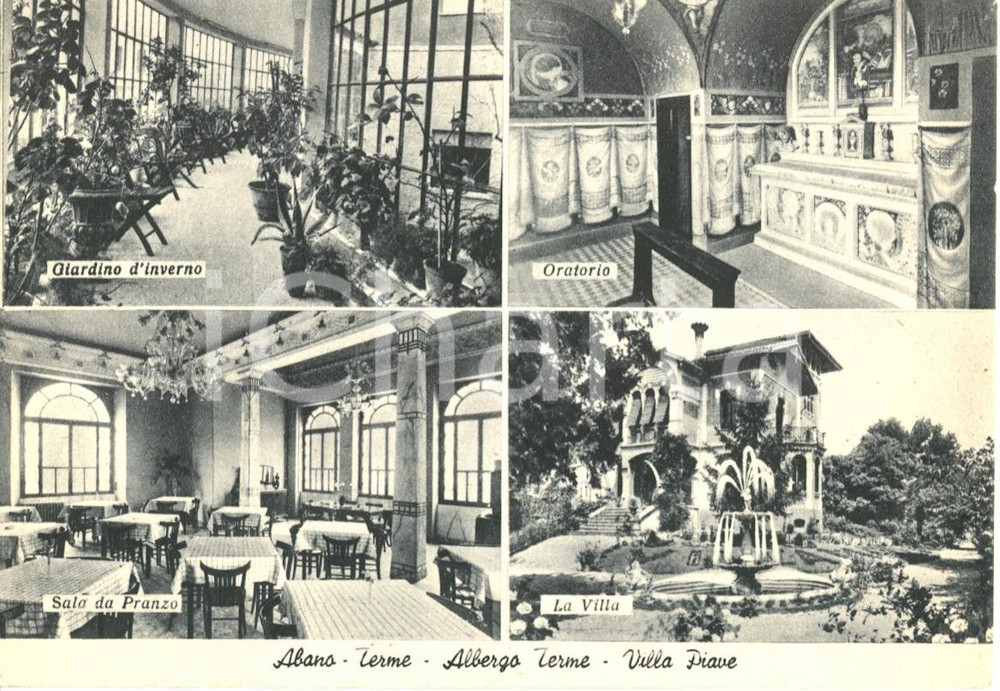 Cartolina originale da collezione 1953 ABANO TERME PD Vedutine Albergo Terme  VILLA PIAVE Cartolina postale FG 1