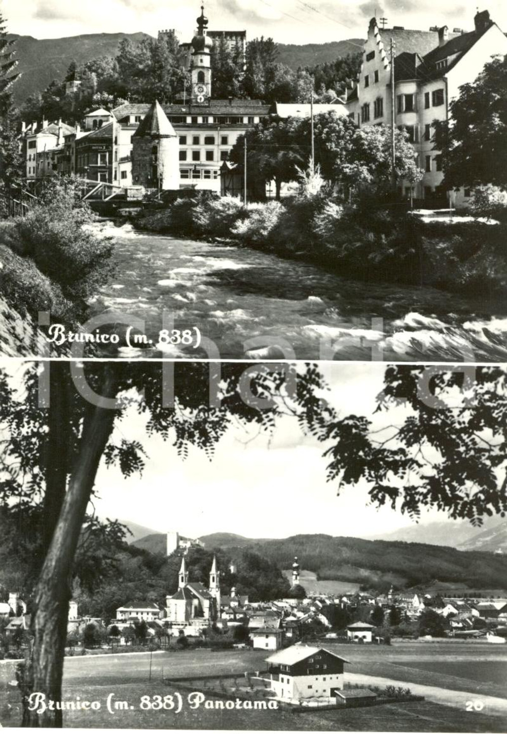Cartolina originale da collezione 1950 ca BRUNICO BZ Vedutine panoramiche Cartolina postale FG NV 1