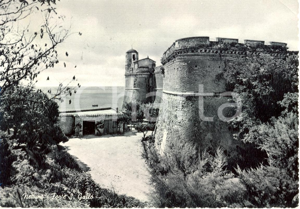 Cartolina originale da collezione 1961 NETTUNO RM Vista sul mare e Forte San Gallo Cartolina animata FG VG 1