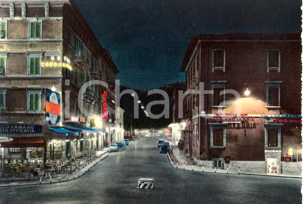 Cartolina originale da collezione 1960 ca MONTECATINI PT Auto d epoca via Giuseppe Verdi HOTEL CORONA Cartolina 1