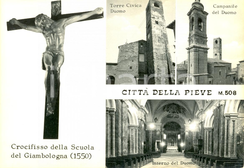 Cartolina originale da collezione 1955 ca CITTA  DELLA PIEVE PG Vedutine del DUOMO Cartolina postale FG NV 1