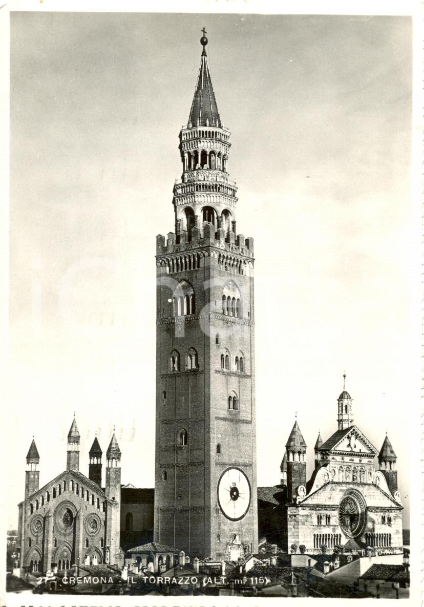 Cartolina originale da collezione 1940 CREMONA Veduta del TORRAZZO e DUOMO Cartolina postale FG VG 1