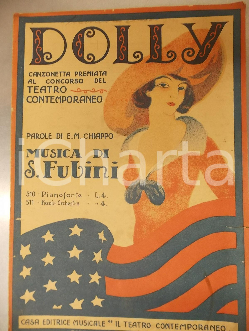 Oggetto da collezione cartaceo 1930 ca Salvatore FUBINI Enrico Maria CHIAPPO Dolly  Canzonetta Partitura 1