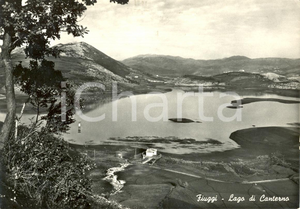 Cartolina originale da collezione 1957 FIUGGI FR Vista panoramica del Lago CANTERNO Cartolina postale FG VG 1