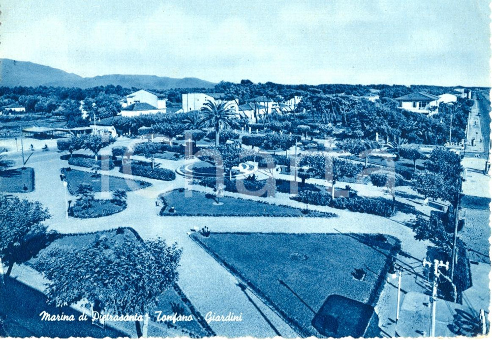Cartolina originale da collezione 1955 ca  MARINA DI PIETRASANTA LU frazione TONFANO Giardini Cartolina animata 1
