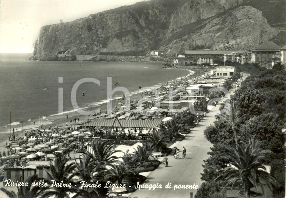 Cartolina originale da collezione 1962 FINALE LIGURE SV Veduta SPIAGGIA DI PONENTE Cartolina animata FG VG 1