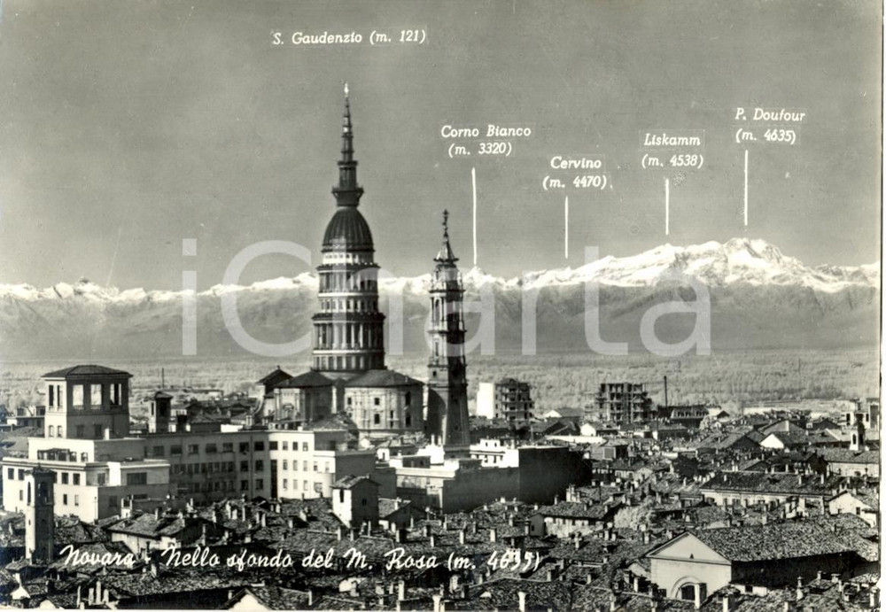 Cartolina originale da collezione 1959 NOVARA San Gaudenzio MONTE ROSA Cervino Bianco Cartolina animata FG VG 1