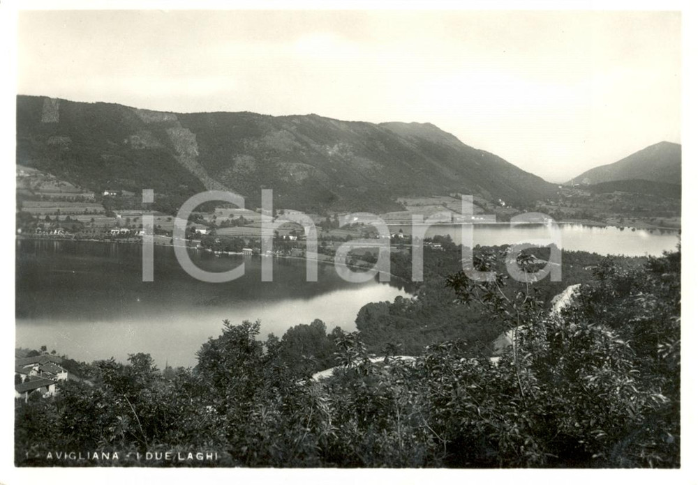 Cartolina originale da collezione 1955 ca AVIGLIANA TO Veduta generale dei due laghi Cartolina postale FG NV 1