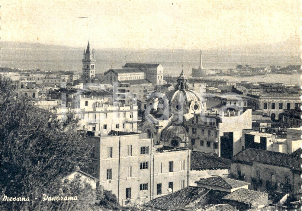 Cartolina originale da collezione 1966 ca MESSINA Panorama generale e Madonna della Lettera Cartolina FG VG 1