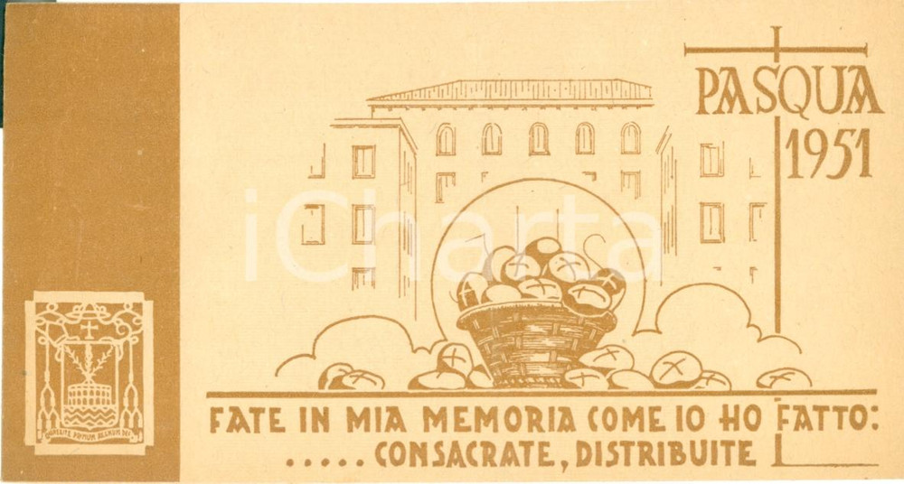 Materiale pubblicitario d’epoca 1951 TRIESTE Seminario Vescovile Busta pasquale ILLUSTRATA per offerte 1