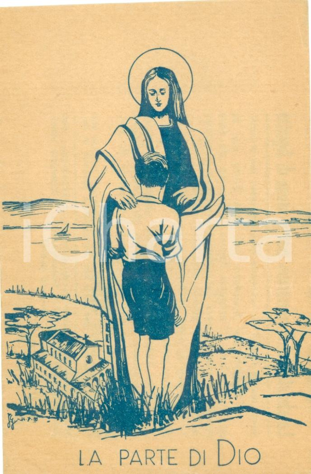 Materiale pubblicitario d’epoca 1950 ca TRIESTE Seminario Vescovile Busta ILLUSTRATA per offerte agosto 1