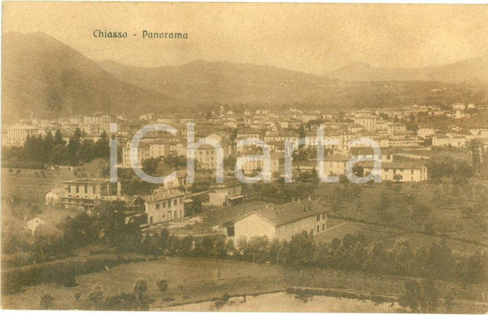 Cartolina originale da collezione 1908 CHIASSO SVIZZERA Panorama della periferia Cartolina postale FP VG 1