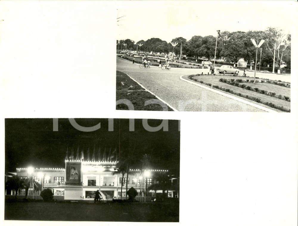 Fotografia d epoca originale 1960 ca KOMPONGCHAM Cambodia La sede del SANGKUM REASTR NIYUM Fotografia 1