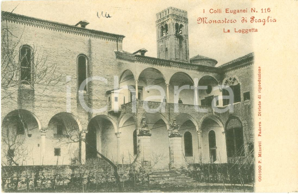 Cartolina originale da collezione 1910 ca TEOLO PD Loggetta Abbazia di PRAGLIA Cartolina DANNEGGIATA FP NV 1