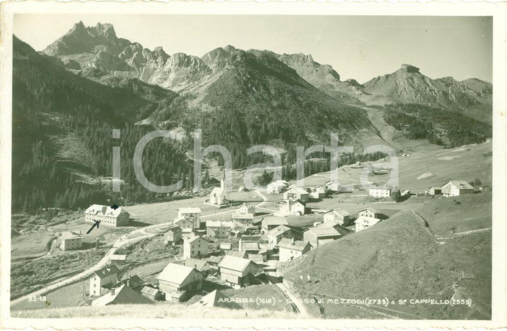Cartolina originale da collezione 1936 LIVINALLONGO DEL COL DI LANA BL Panorama frazione ARABBA Cartolina FP VG 1