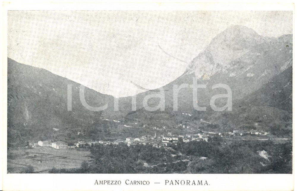Cartolina originale da collezione 1905 ca AMPEZZO UD Panorama della CARNIA con i monti Cartolina FP NV 1