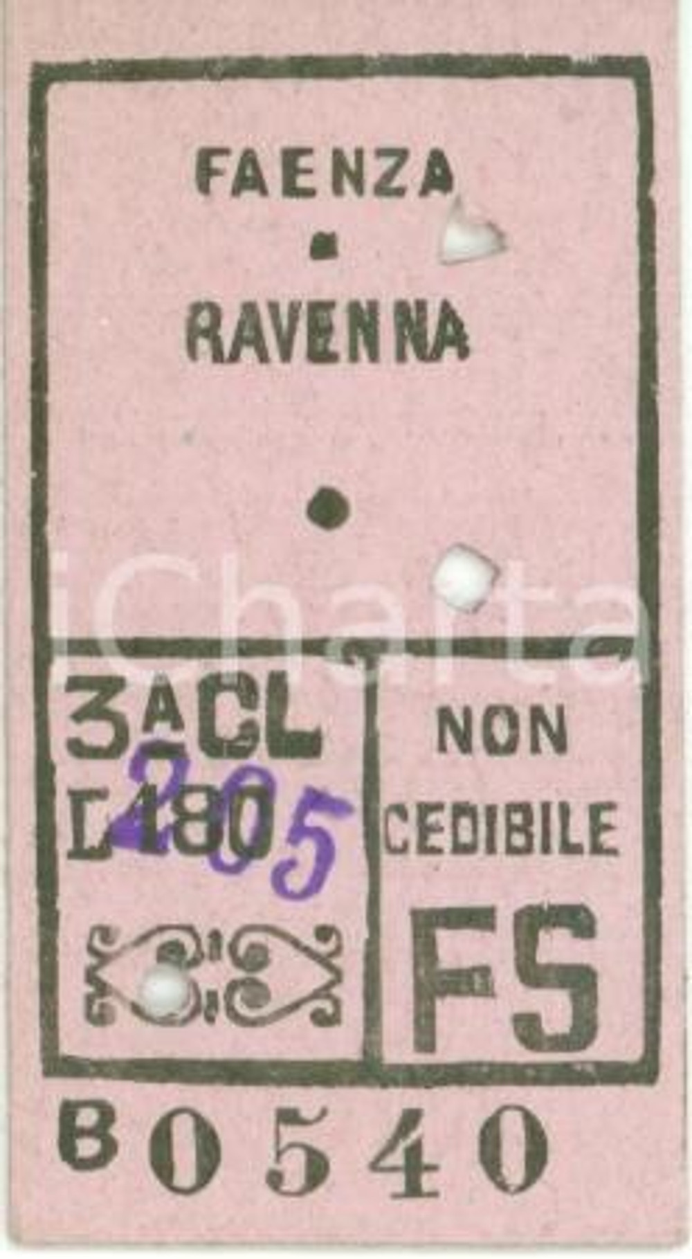 Oggetto da collezione cartaceo 1949 FERROVIE DELLO STATO Biglietto ferroviario FAENZA  RAVENNA Terza classe 1