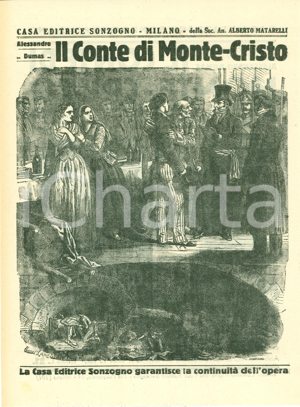 Oggetto da collezione cartaceo 1925 ca SONZOGNO Romanzi DUMAS Conte di Montecristo VOLANTINO ILLUSTRATO 1