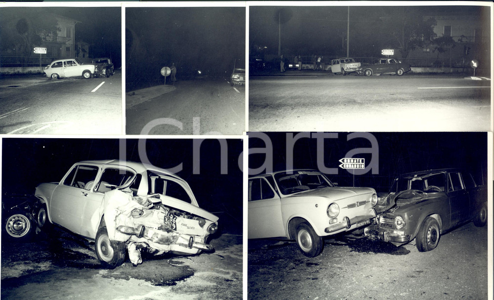 Fotografia d epoca originale 1970 circa OSMATE VA Lotto 5 foto FIAT 850  ALFA ROMEO incidente stradale 1