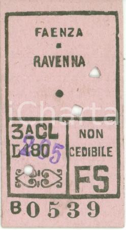 Oggetto da collezione cartaceo 1949 FERROVIE DELLO STATO Biglietto ferroviario FAENZA  RAVENNA Terza classe 1