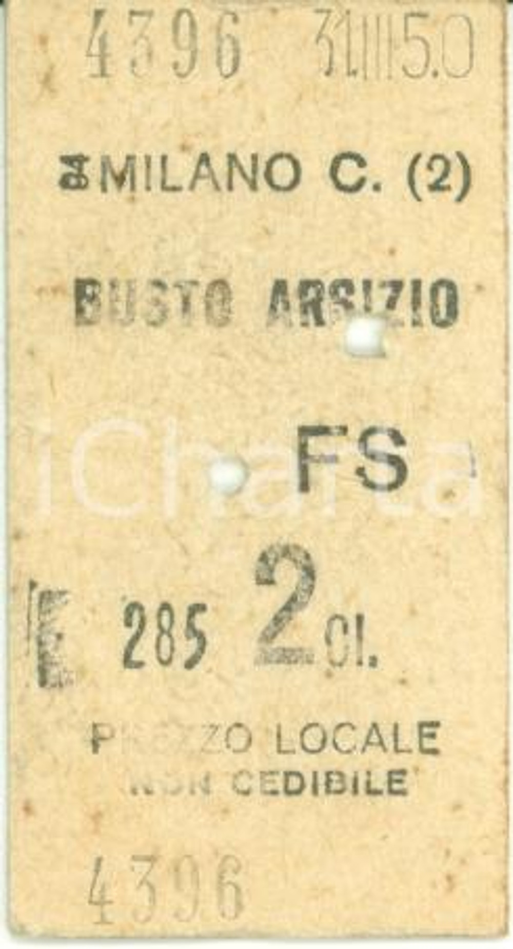 Oggetto da collezione cartaceo 1950 FERROVIE DELLO STATO Biglietto ferroviario MILANO  BUSTO ARSIZIO II classe 1