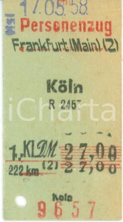 Oggetto da collezione cartaceo 1958 FRANKFURT AM MAIN DE Biglietto ferroviario per KOLN Personenzug 1