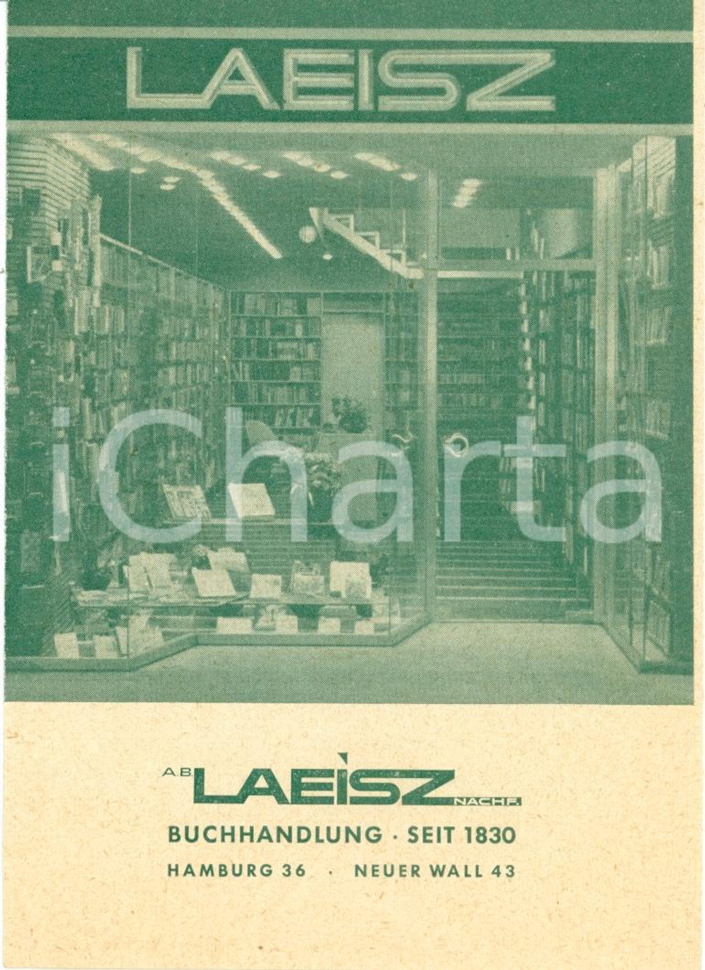 Materiale pubblicitario d’epoca 1961 HAMBURG Libreria editrice A.B. LAEISZ  Catalogo pieghevole 1 1